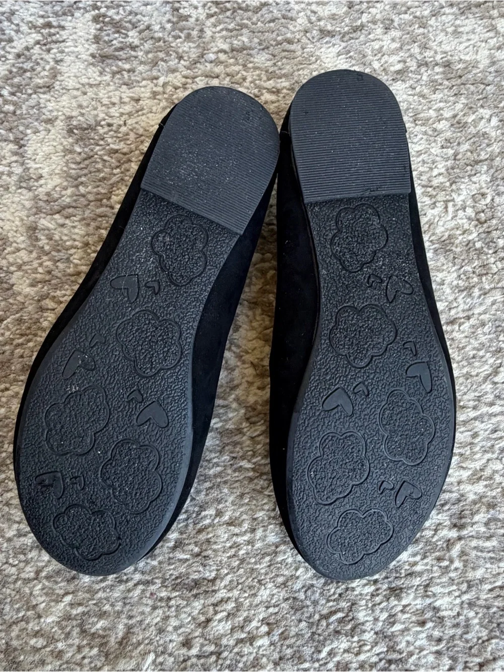Jellypop Black Suede-Look Quilted Insole Ballet Flats